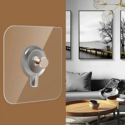 Self Adhesive Hooks for Wall Heavy Duty Strong Nail Free for Hanging Photo Frame Hook (Pack of 10)